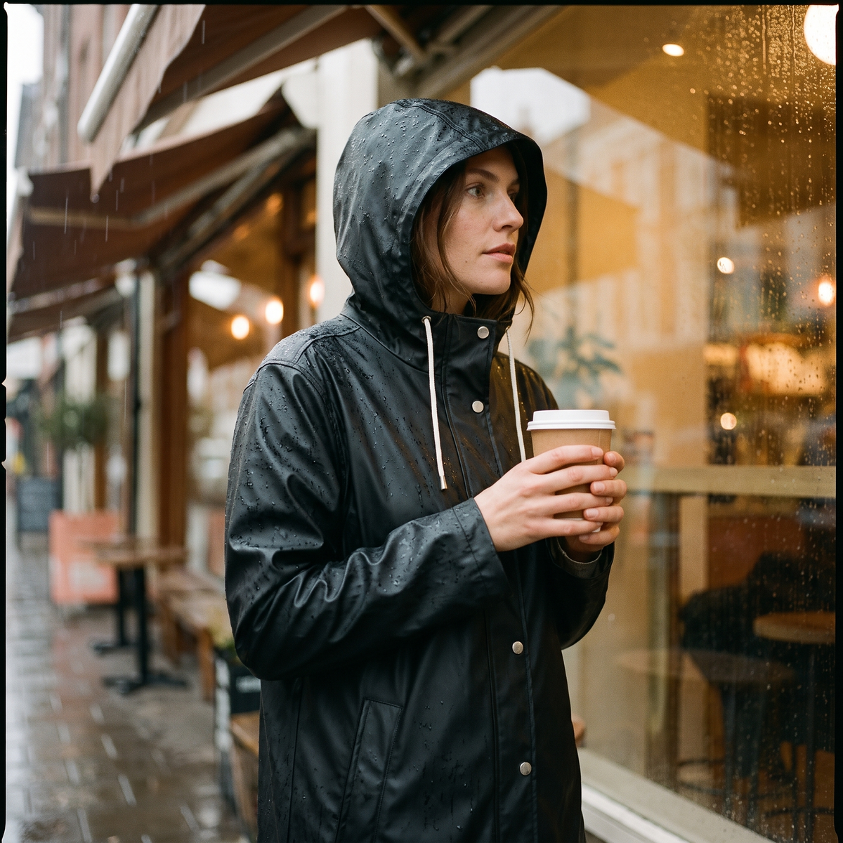 Women's Long Rain Jacket - Black Beauty