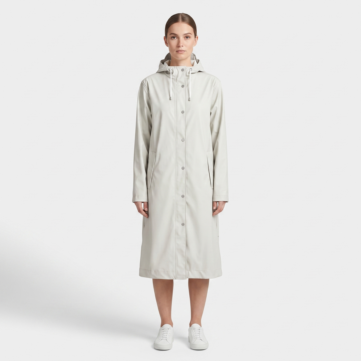 Women's Long Rain Jacket - Milk Creme