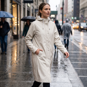 Women's Long Rain Jacket - Milk Creme