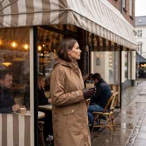 Women's Long Softshell Raincoat - Mocca