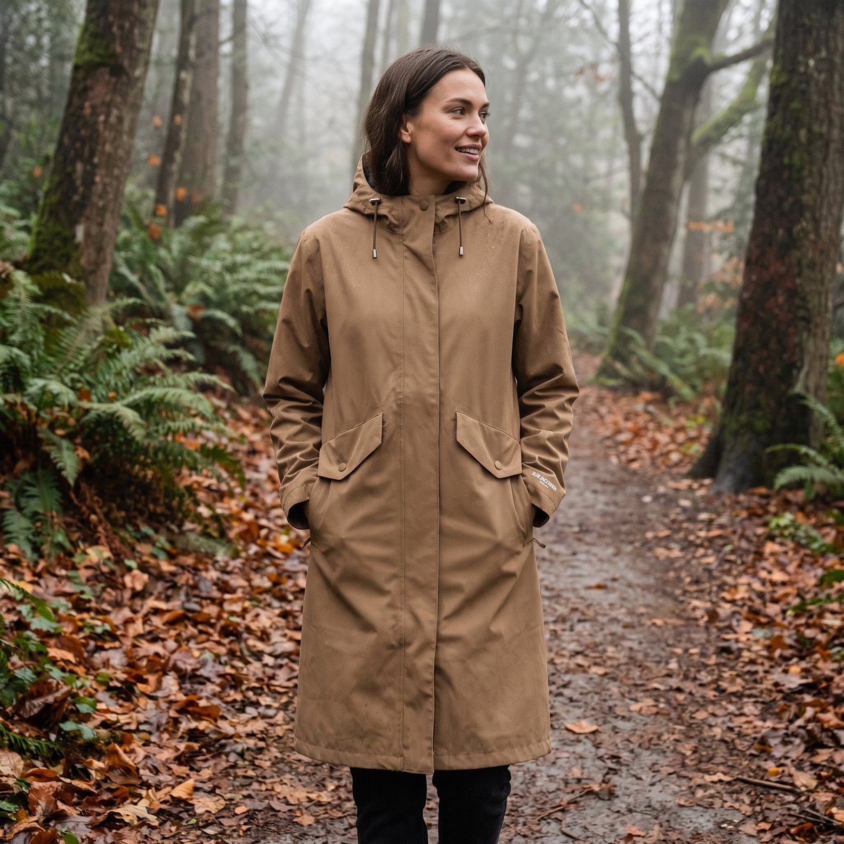 Women's Long Softshell Raincoat - Mocca