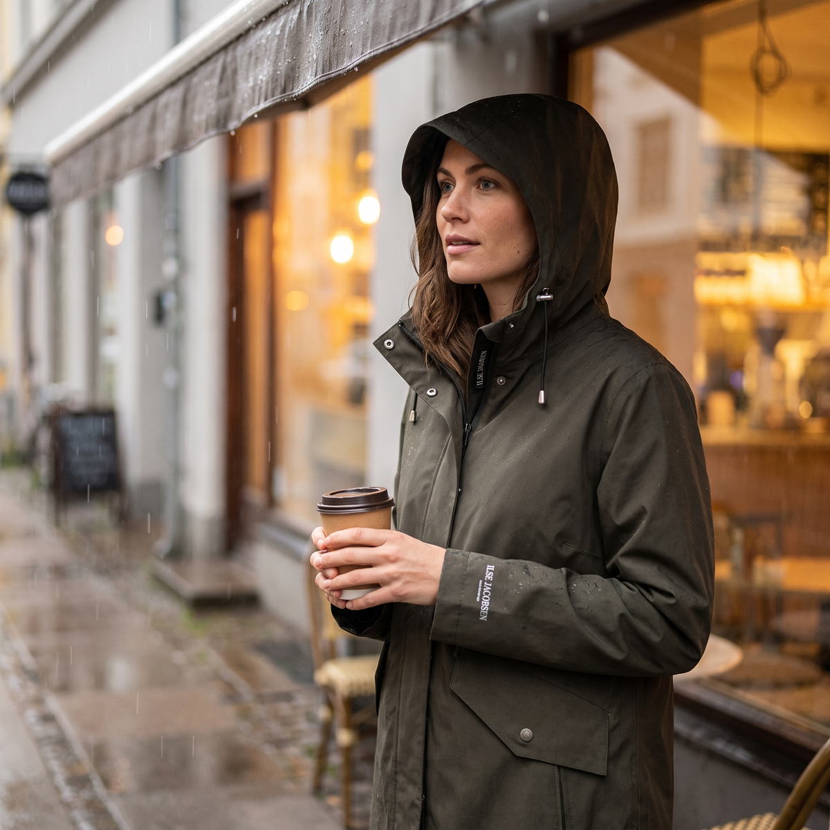 Women's Long Softshell Raincoat - Wren