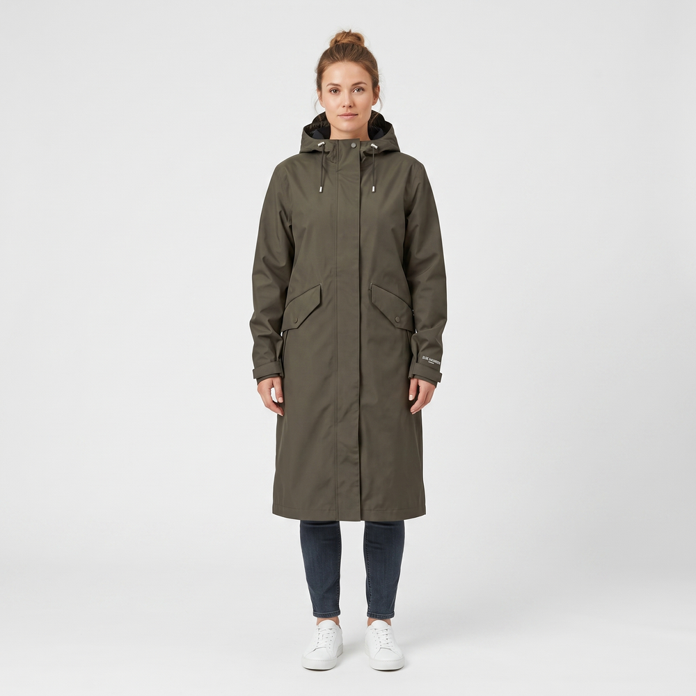 Women's Long Softshell Raincoat - Wren