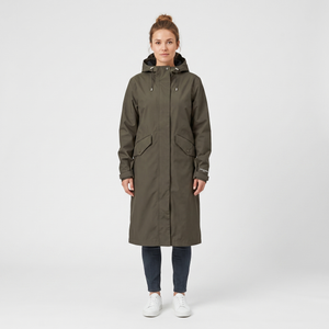Women's Long Softshell Raincoat - Wren