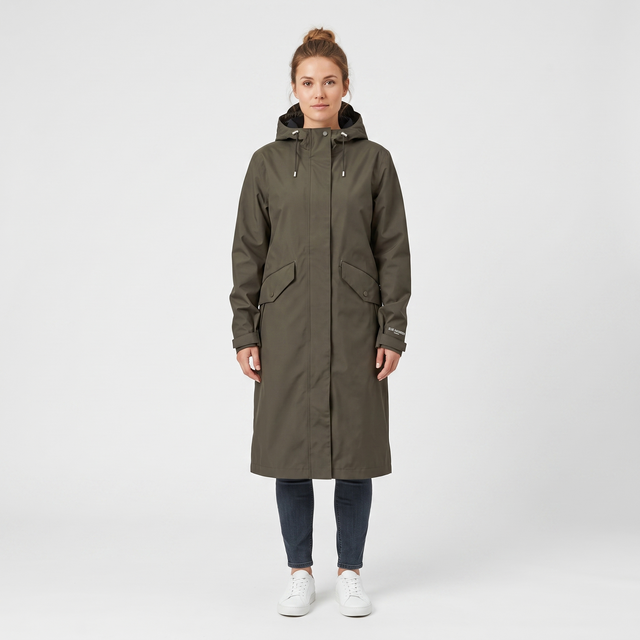 Women's Long Softshell Raincoat - Wren