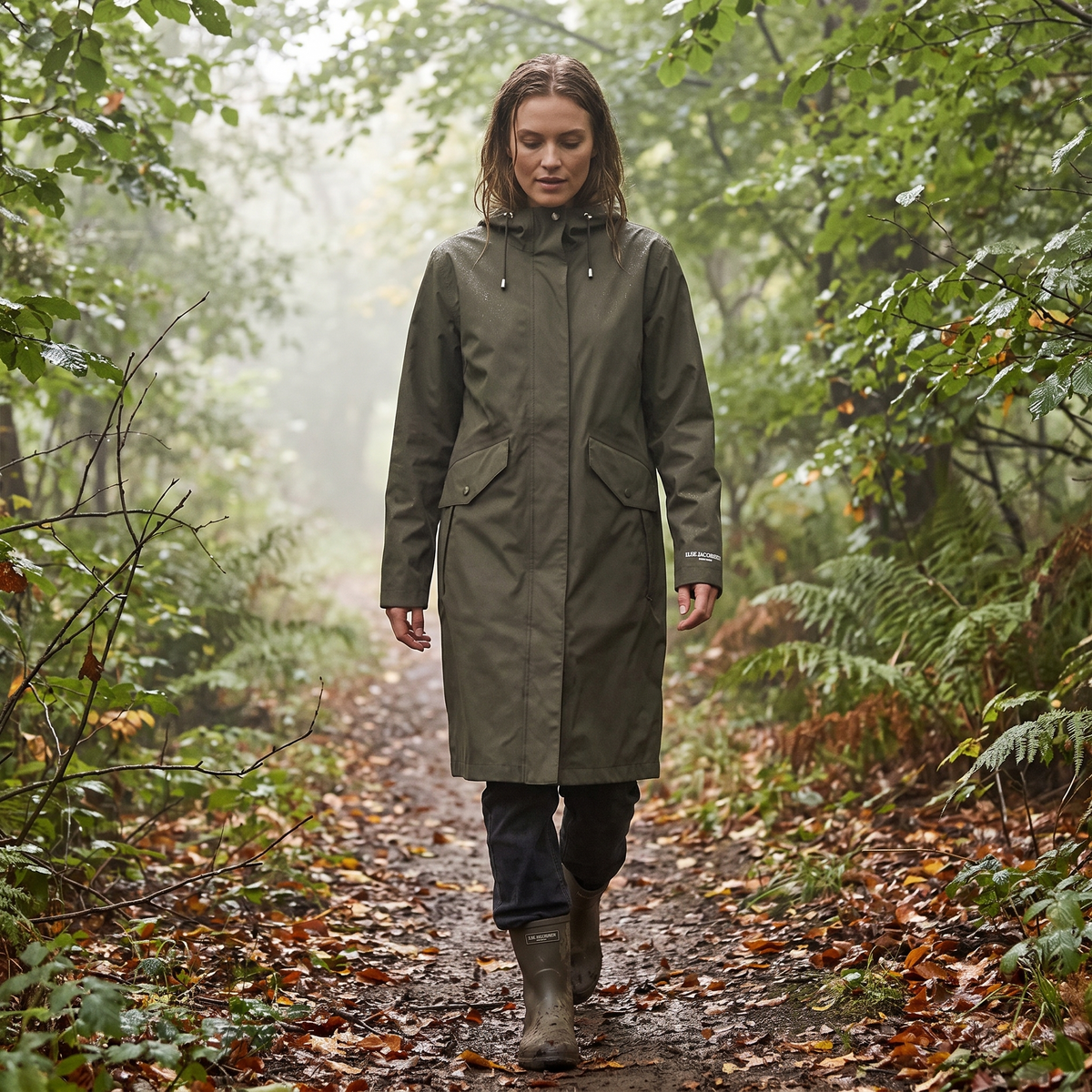 Women's Long Softshell Raincoat - Wren