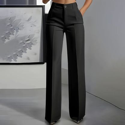 High-Waisted Wide-Leg Pleated Trousers