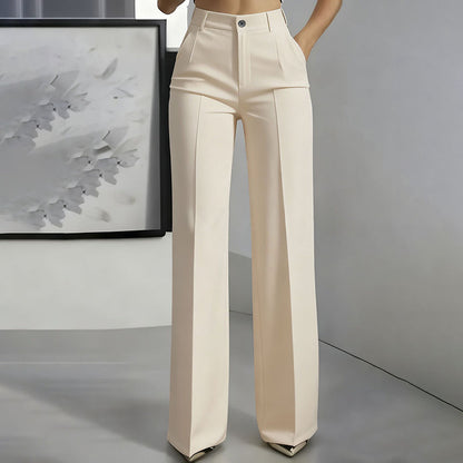 High-Waisted Wide-Leg Pleated Trousers