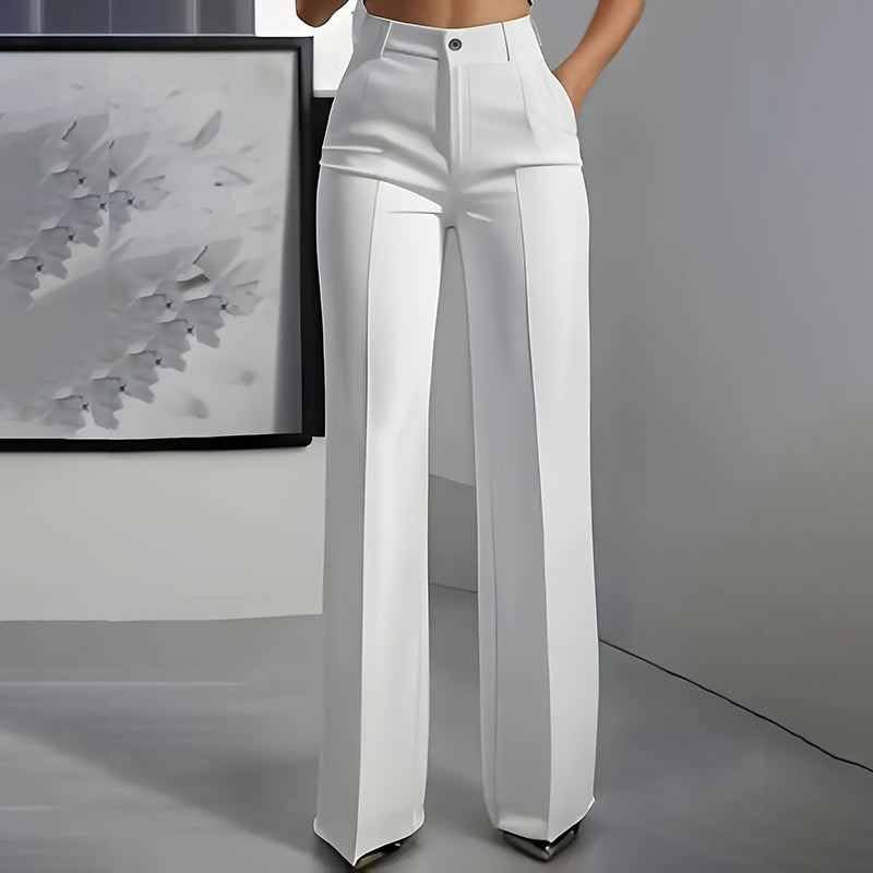 High-Waisted Wide-Leg Pleated Trousers