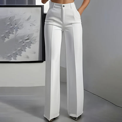 High-Waisted Wide-Leg Pleated Trousers
