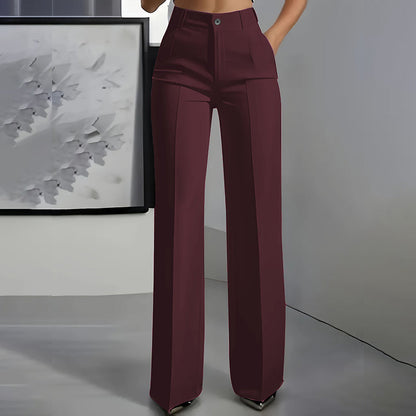 High-Waisted Wide-Leg Pleated Trousers