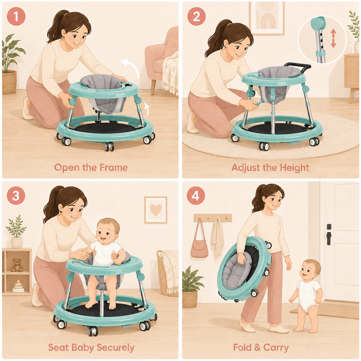 Wilma Foldable Adjustable Baby Walker