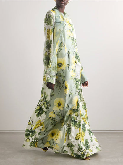 Floral Fruit Print Maxi Dress