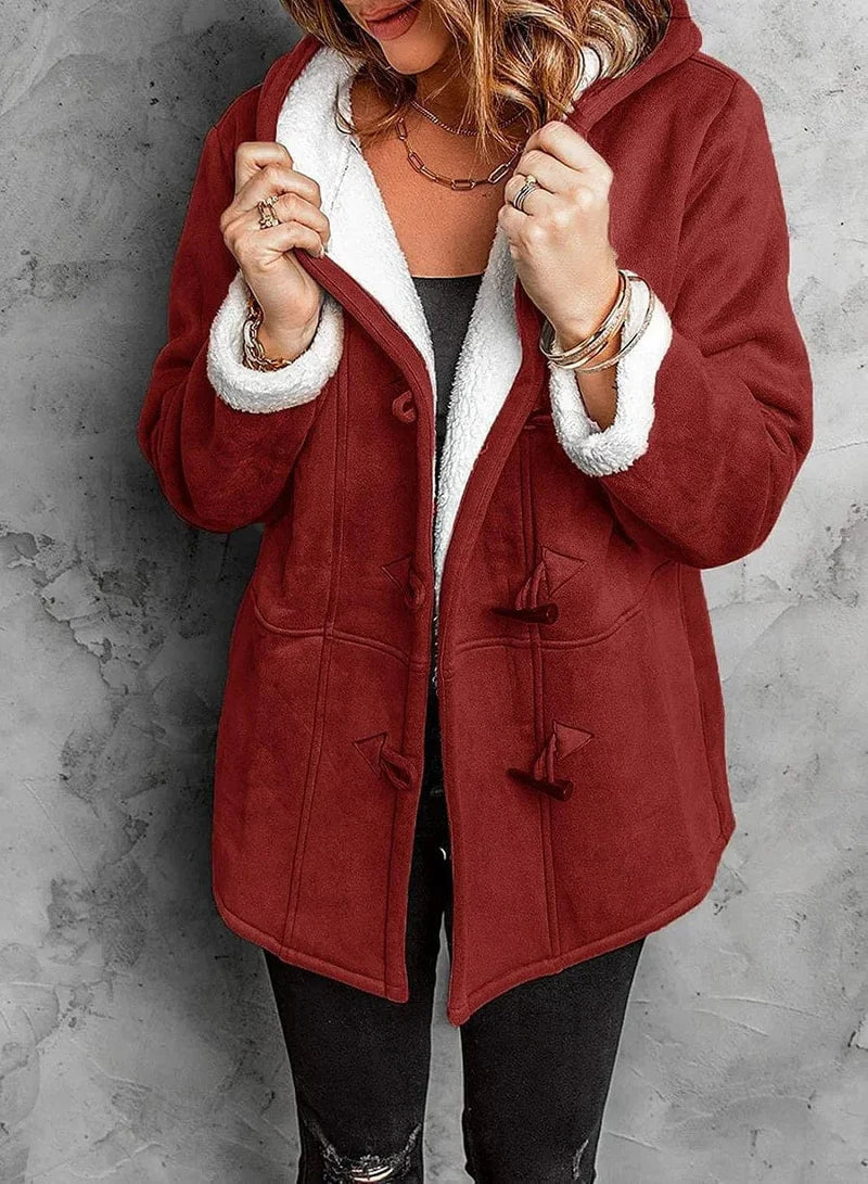 Button-Front Hooded Coat