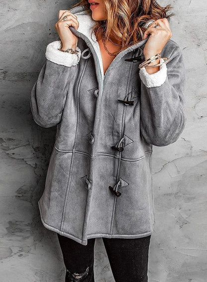Button-Front Hooded Coat