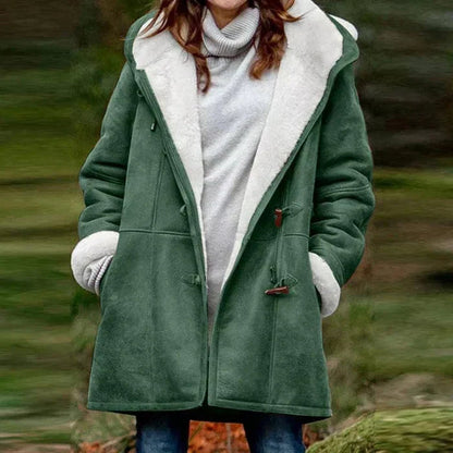 Button-Front Hooded Coat