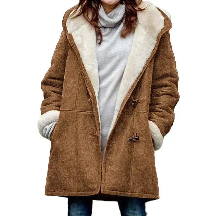 Button-Front Hooded Coat