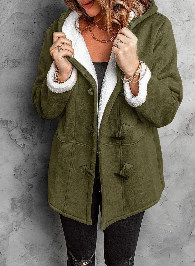 Button-Front Hooded Coat