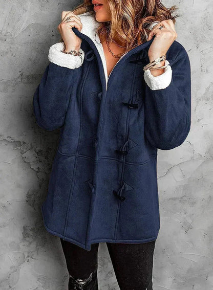 Button-Front Hooded Coat