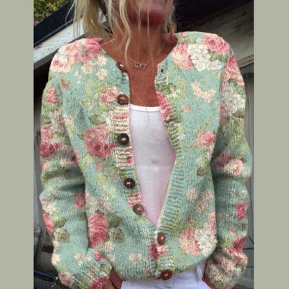 Cropped Button-Front Knit Cardigan