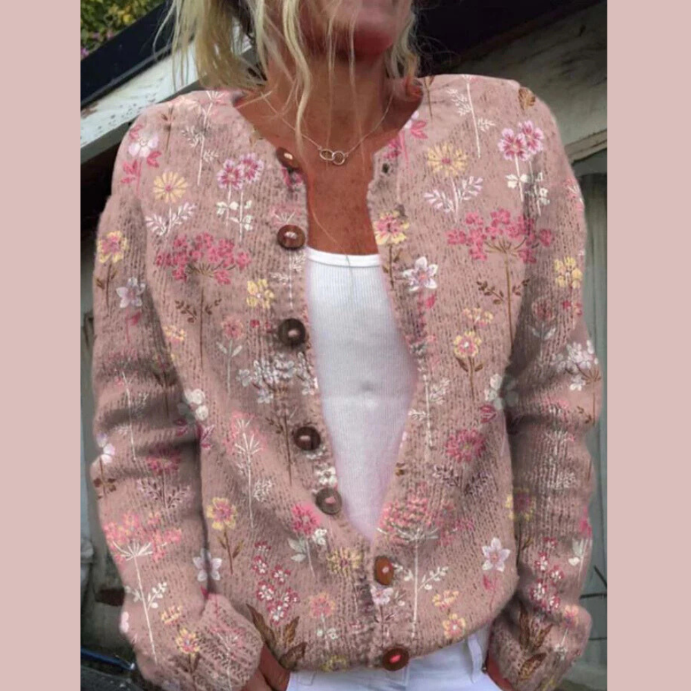 Cropped Button-Front Knit Cardigan