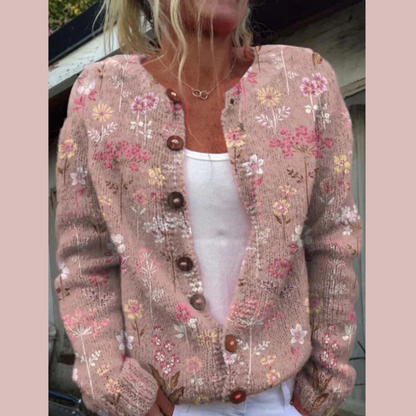Cropped Button-Front Knit Cardigan