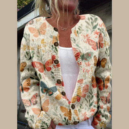 Cropped Button-Front Knit Cardigan