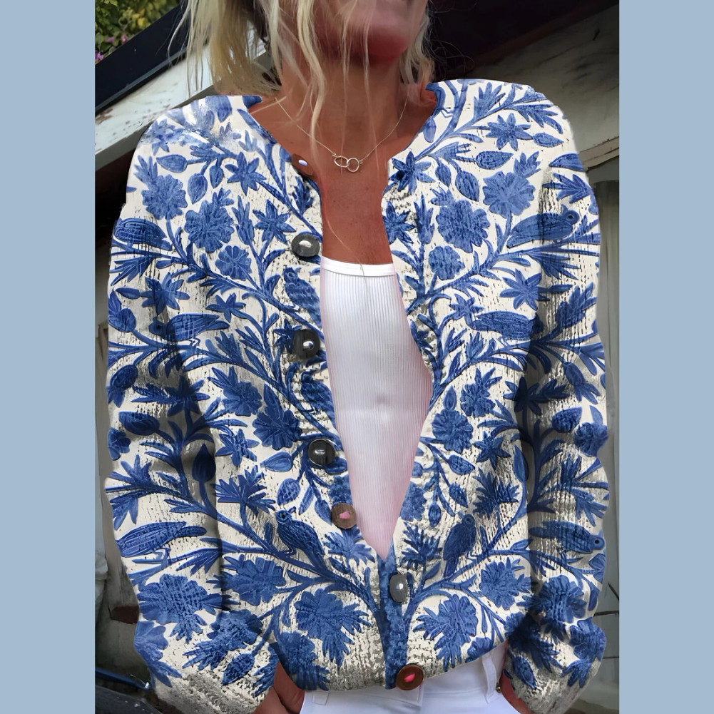 Cropped Button-Front Knit Cardigan