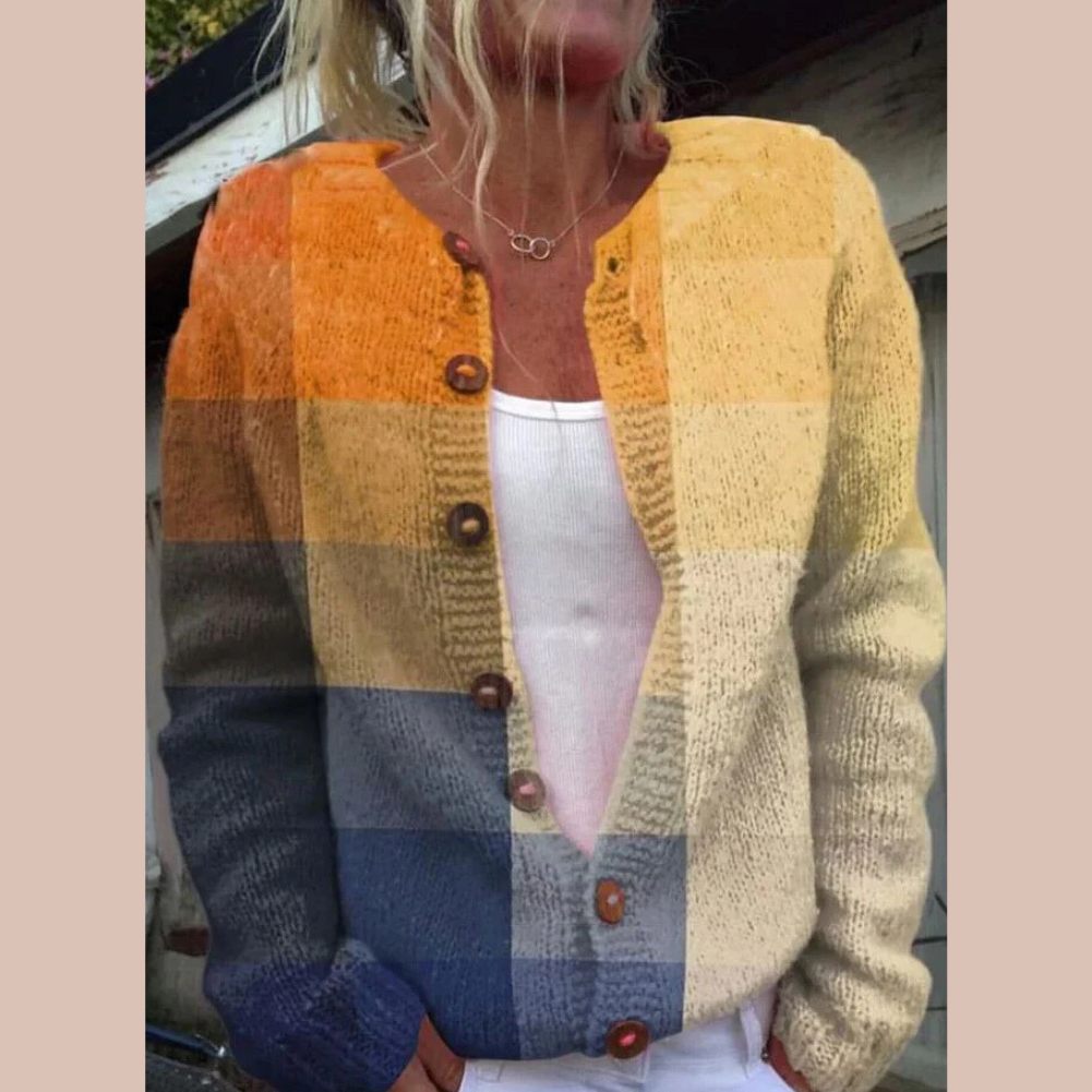 Cropped Button-Front Knit Cardigan