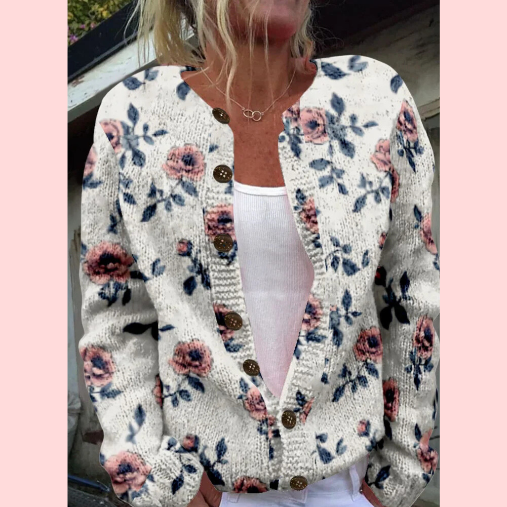 Cropped Button-Front Knit Cardigan