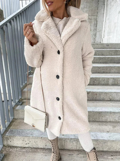 Button-Front Teddy Coat