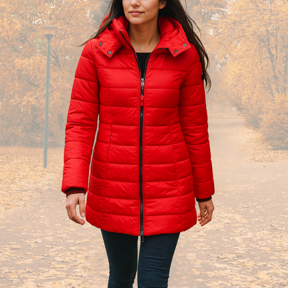 Drawstring Hooded Quilted Coat
