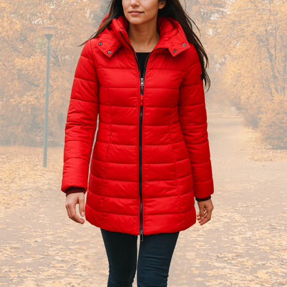 Drawstring Hooded Quilted Coat