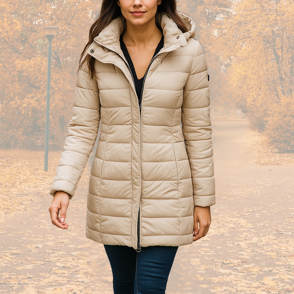 Drawstring Hooded Quilted Coat