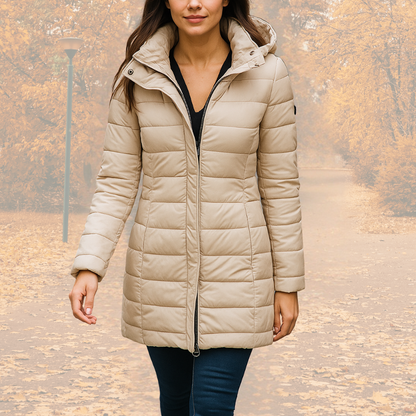 Drawstring Hooded Quilted Coat