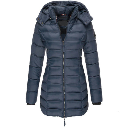 Drawstring Hooded Quilted Coat