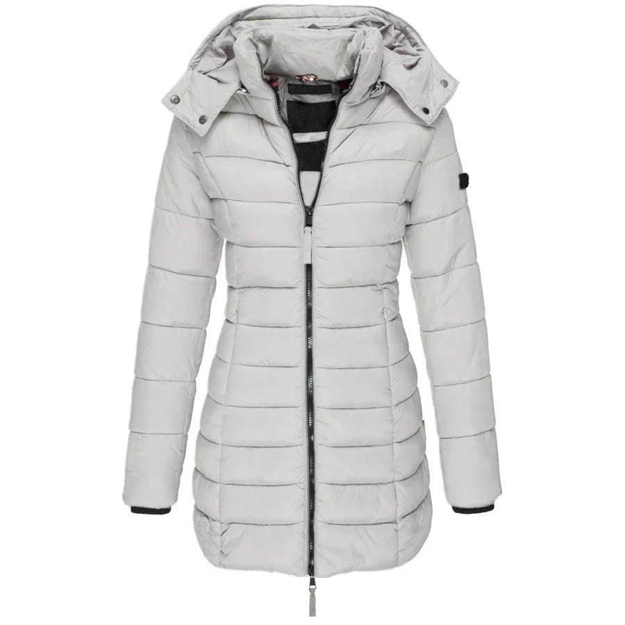 Drawstring Hooded Quilted Coat