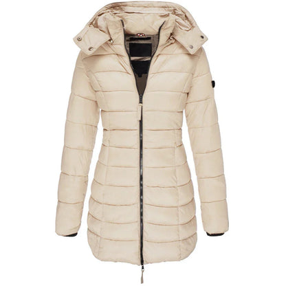Drawstring Hooded Quilted Coat