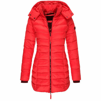 Drawstring Hooded Quilted Coat