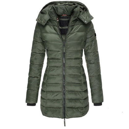 Drawstring Hooded Quilted Coat