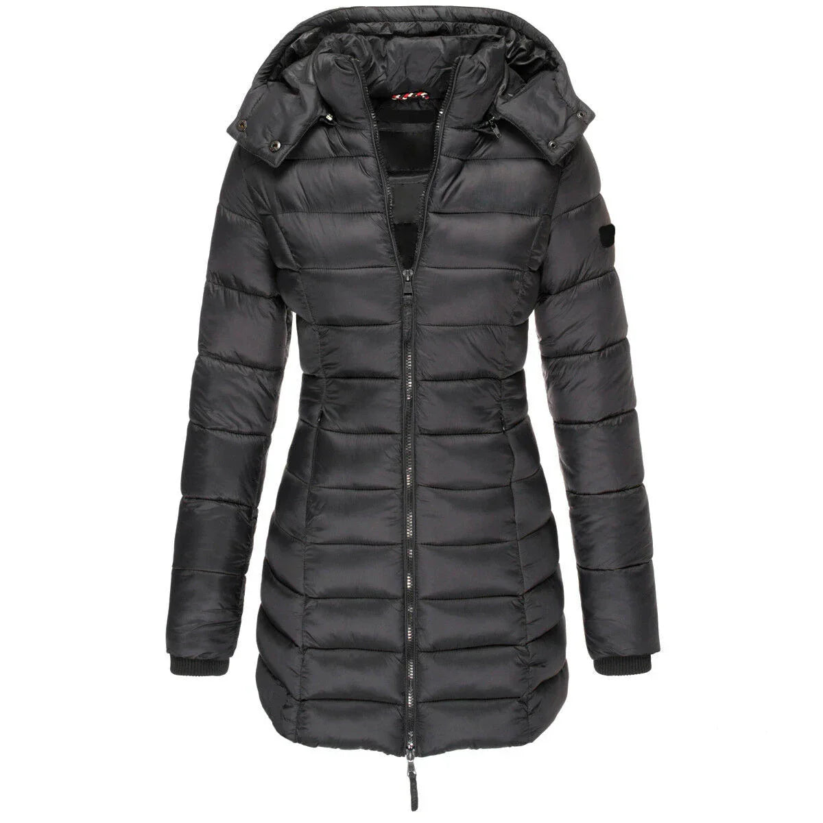 Drawstring Hooded Quilted Coat