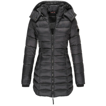 Drawstring Hooded Quilted Coat