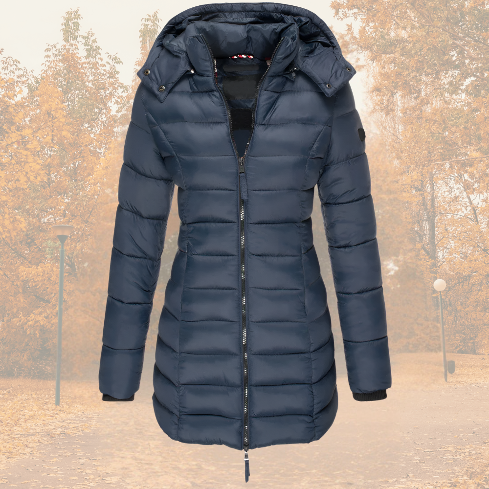 Drawstring Hooded Quilted Coat