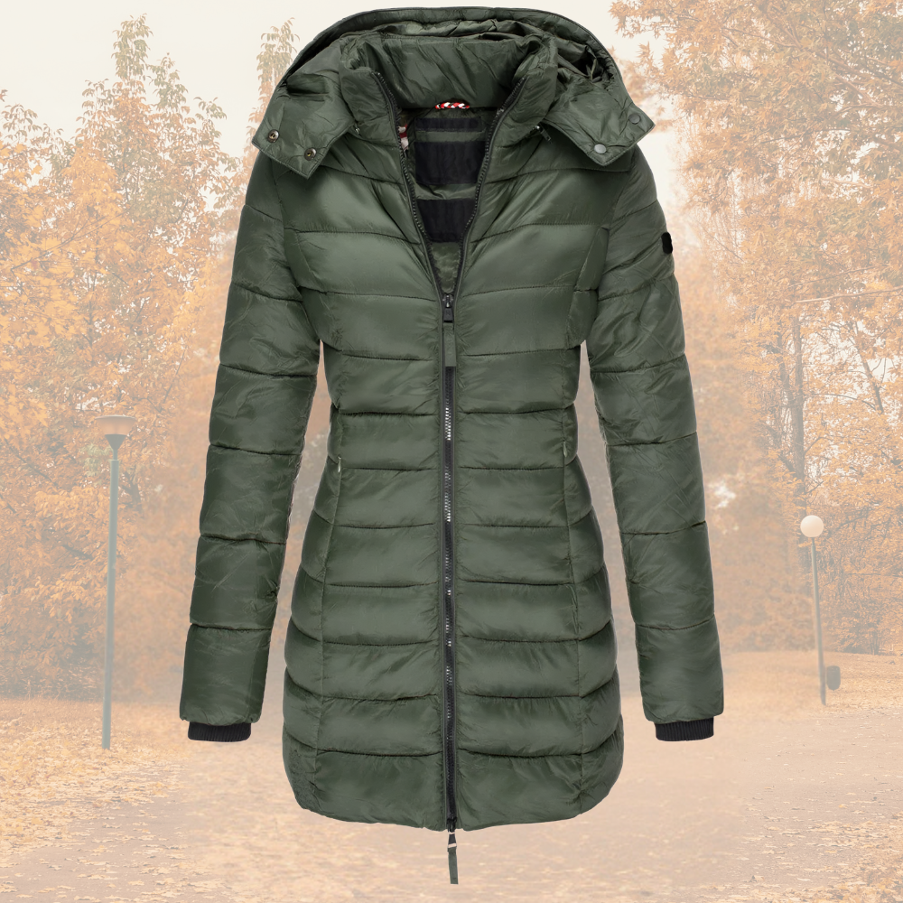 Drawstring Hooded Quilted Coat