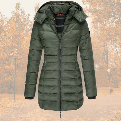 Drawstring Hooded Quilted Coat