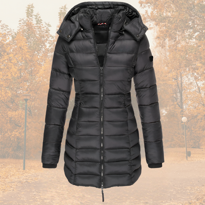 Drawstring Hooded Quilted Coat