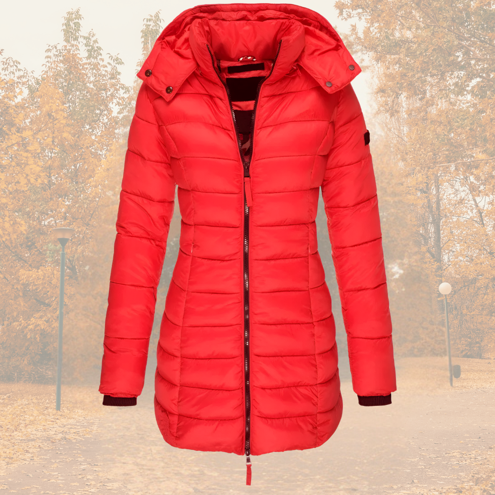 Drawstring Hooded Quilted Coat