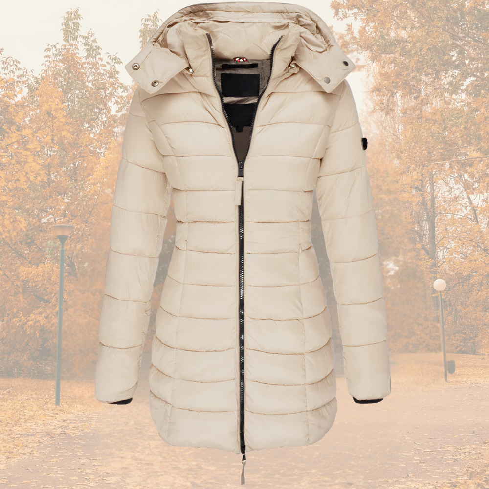 Drawstring Hooded Quilted Coat