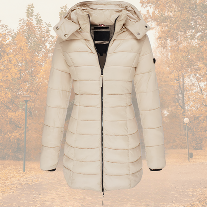 Drawstring Hooded Quilted Coat
