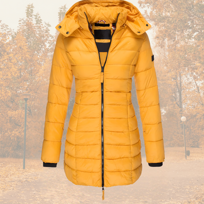 Drawstring Hooded Quilted Coat